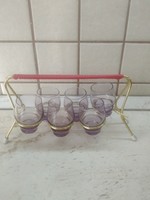 Retro liquor set in a metal holder for sale!