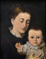 XIX. No. First half Italian painter: young lady with child