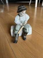 Zsolnay porcelain - András Sinkó - little boy with stick