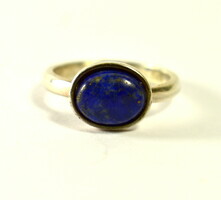 Silver ring with lapis lazuli stones in a modern style