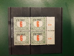 1918. Fiume port. Fake hand overprint block of 4.