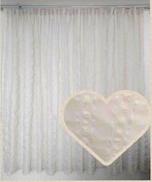 Pleated voile curtain with ecru stripes ready-made