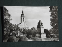 Postcard, boly, detail of the Heroes' Square monument, view of the church