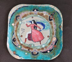 Fire enamel picture - the dancer (marked)