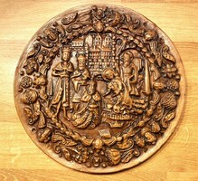 Mázas Fali kerámia, falidísz, jelzett - Bibliai jelenet, Jézus születése