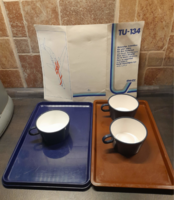 Airplane memorabilia trays with cups, tu-134 description, finnair cup