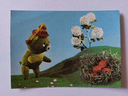 Régi húsvéti képeslap Mazsola mesefigura 1967