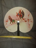 Oriental fan, in a metal case