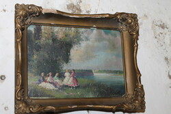 Antique signed painting 636