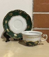 Zsolnay green pompadour mocha cup and base