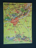 Postcard, Mecsek coal mine directorate, Pécs, Baranya county, graphic map, spa, castle, wine bar,