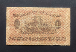 Csehszlovákia 1 Korona, Korunu 1919, VG+