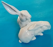 Pair of white rabbits from Herend