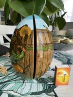 Russian hand painted marked wooden egg