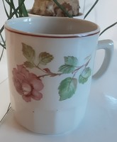 Hollóháza régi virágos porcelán bögre