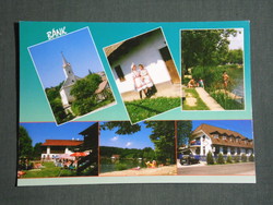 Postcard, bank, mosaic details, church, fishing lake, beach, inn, resort, folk costume