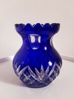 Antique blue lead crystal vase