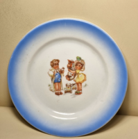 Old porcelain children's plate, children's plate, fairy tale plate.