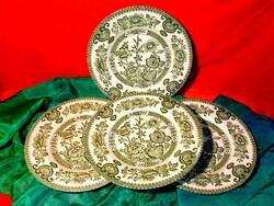 English green porcelain plate....Ironstone cake.