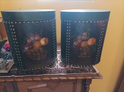 Old wooden oval boxes, 2 hand-painted with copper brackets for sale