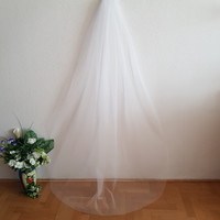 New Handmade 1 Layer Untrimmed Sparkly Snow White 2 Meter Bridal Veil (30.1)