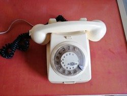White, retro, dial phone