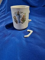 Snow white mug with Zsolnay fairy tale figure is damaged