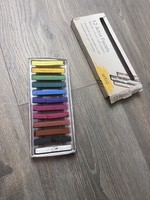 Twelve colors of pastel chalk