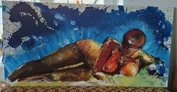 120X60 cm signed nude oil painting