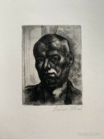 Szőnyi István (1894-1960) Önarckép című rézkarca /12x9 cm/