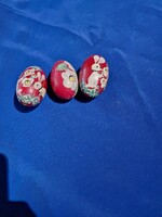 Retro hand painted wooden eggs bunny floral motif