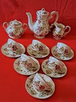 Showcase condition! Zsolnay butterfly / butterfly pattern complete 6-person mocha / coffee set