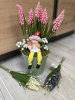 Beautiful maintenance-free table decoration flower artificial plant pearls in a tin pot nipp figure welcome