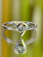 Antik ezüst gyűrű, Akvamarin kővel Ékesítve