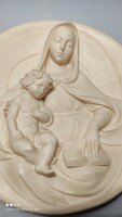 A. Santangela alabaster ecclesiastical religious wall plate wall ornament relief signed