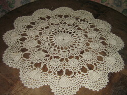Beautiful antique silver gray handmade crochet round tablecloth