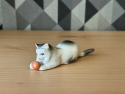 Zsolnay porcelain ball-playing cat figure