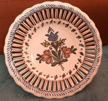 Beautiful, large, folk, openwork ceramic wall plate, painted-glazed ceramic