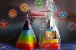 Pyramid shaped chakra candle