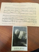 Rezső Seress (1989-1968) signed sheet music and signed postcard
