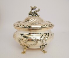 Very beautiful, antique, silver neo-rococo sugar bowl, c.1900
