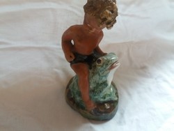 Szécs ceramic figure boy riding a frog
