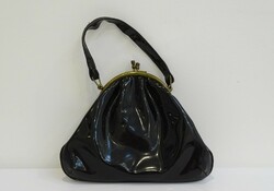 0H489 old black women's bag patent leather bag