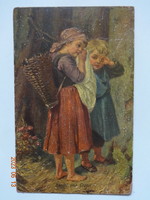 Old, antique artistic postcard: Jancsi and Juliska