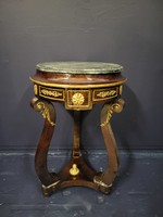 Empire curved leg table with marble top, small table, round table, side table