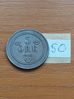 Sweden 5 öre 1900 bronze, ii. Oscar 50.