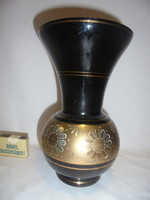 Retro black, gilded glass vase