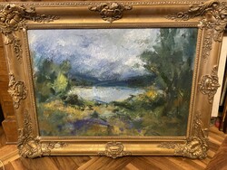 Jr. Iván solid: Balaton inner lake oil painting