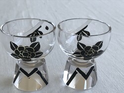 Karl palda liqueur glasses with black pattern, 6 cm high