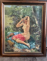 Czencz János (1885-1960)  olaj vászon akt festmény